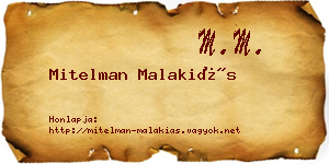 Mitelman Malakiás névjegykártya